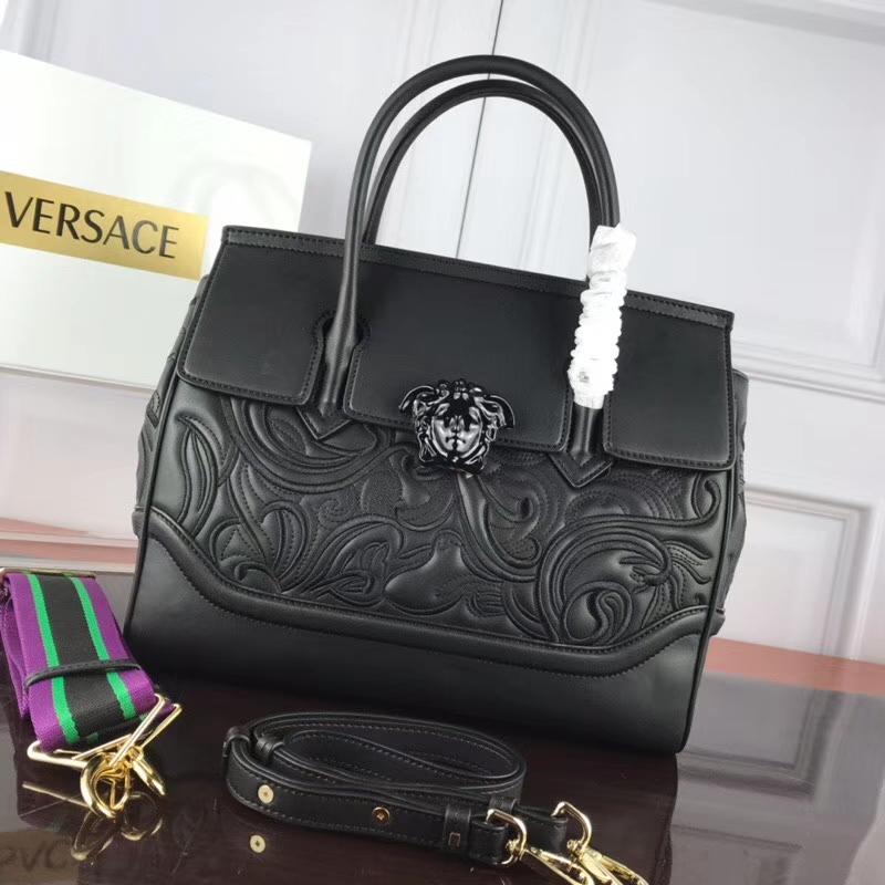 Versace Chain Handbags DBFF453 full leather embroidered black